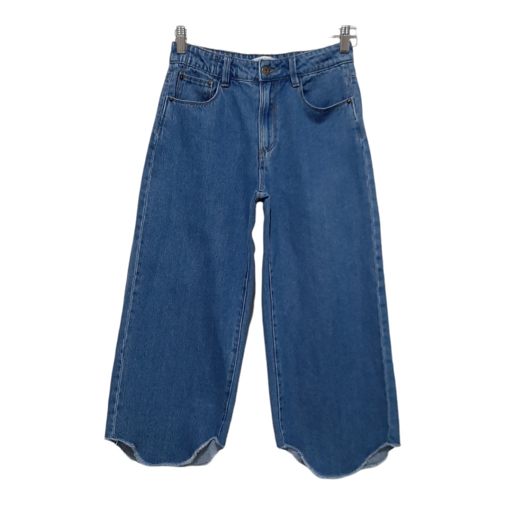 Zara 100% Cotton Crop High-Rise Blue Jeans Size 4